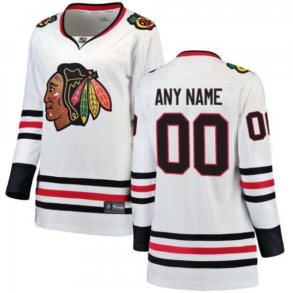 Women's Chicago Blackhawks Fanatics White Away Breakaway Custom Jersey