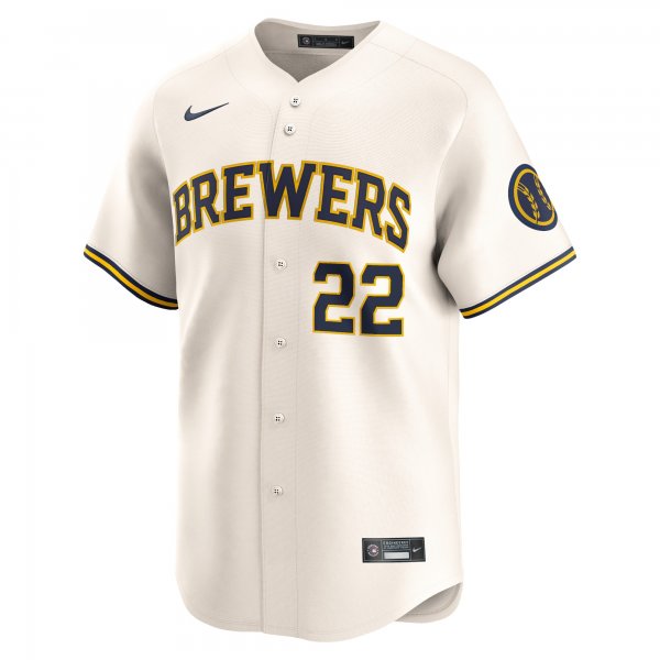 Men's Milwaukee Brewers Christian Yelich Nike Cream Home Limited Player Jersey