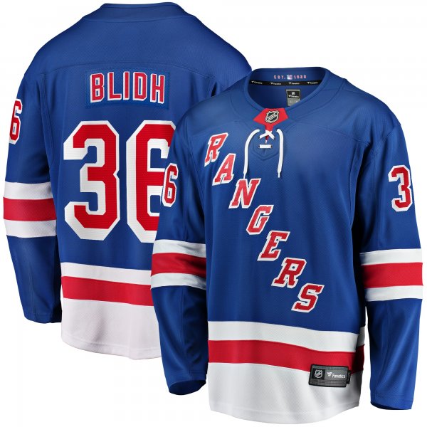 Men's New York Rangers Anton Blidh Fanatics Blue Home Breakaway Jersey