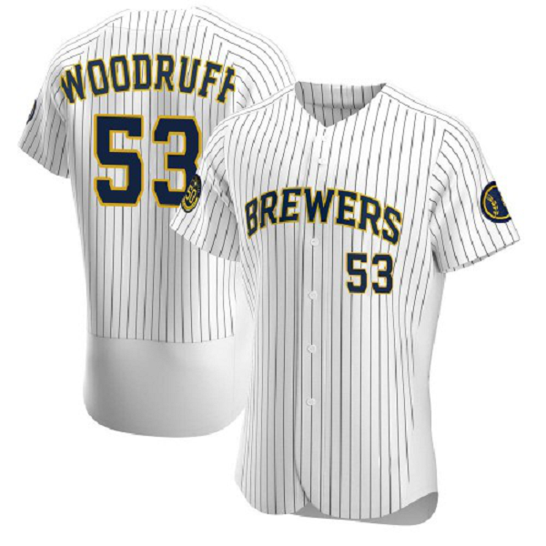 Men's Milwaukee Brewers #53 Brandon Woodruff MLB White Flex Base Jersey