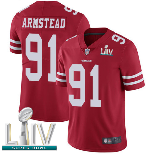 San Francisco 49ers #91 Arik Armstead Red Team Color Super Bowl LIV Bound Men's Stitched NFL Vapor Untouchable Limited Jersey