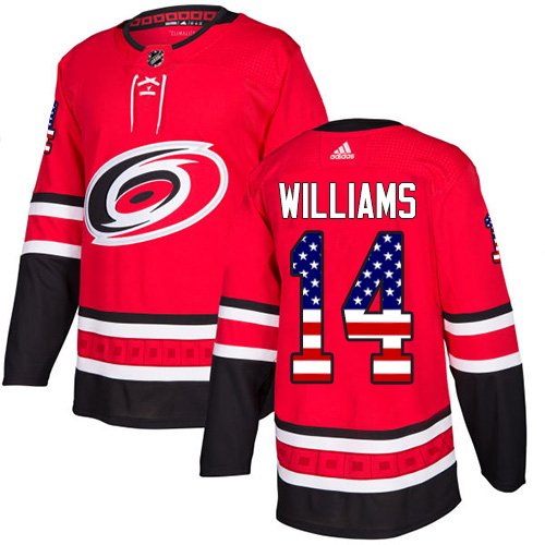 Adidas Carolina Hurricanes #14 Justin Williams Red Home USA Flag Stitched NHL Jersey