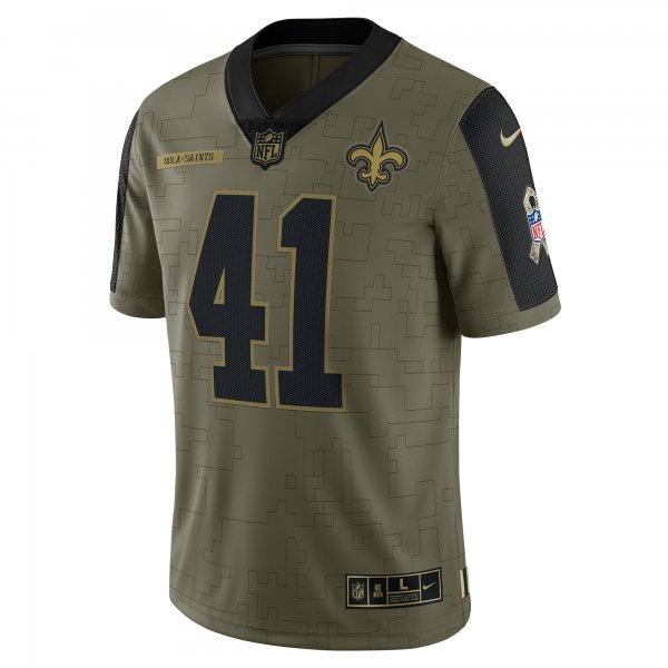 Men's New Orleans Saints Alvin Kamara Nike Olive 2021 Salute To Service Limited Player Jersey