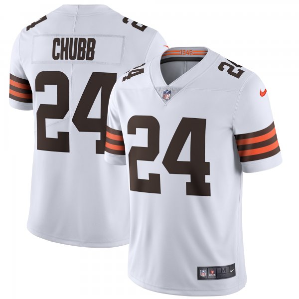 Men's Cleveland Browns Nick Chubb Nike White Vapor Limited Jersey